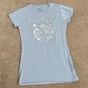 Bebe Sky Blue Tiger Graphic Tee